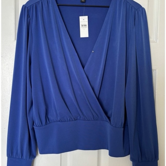 Ann Taylor Blouson Knit Wrap Top Large - Picture 2 of 5